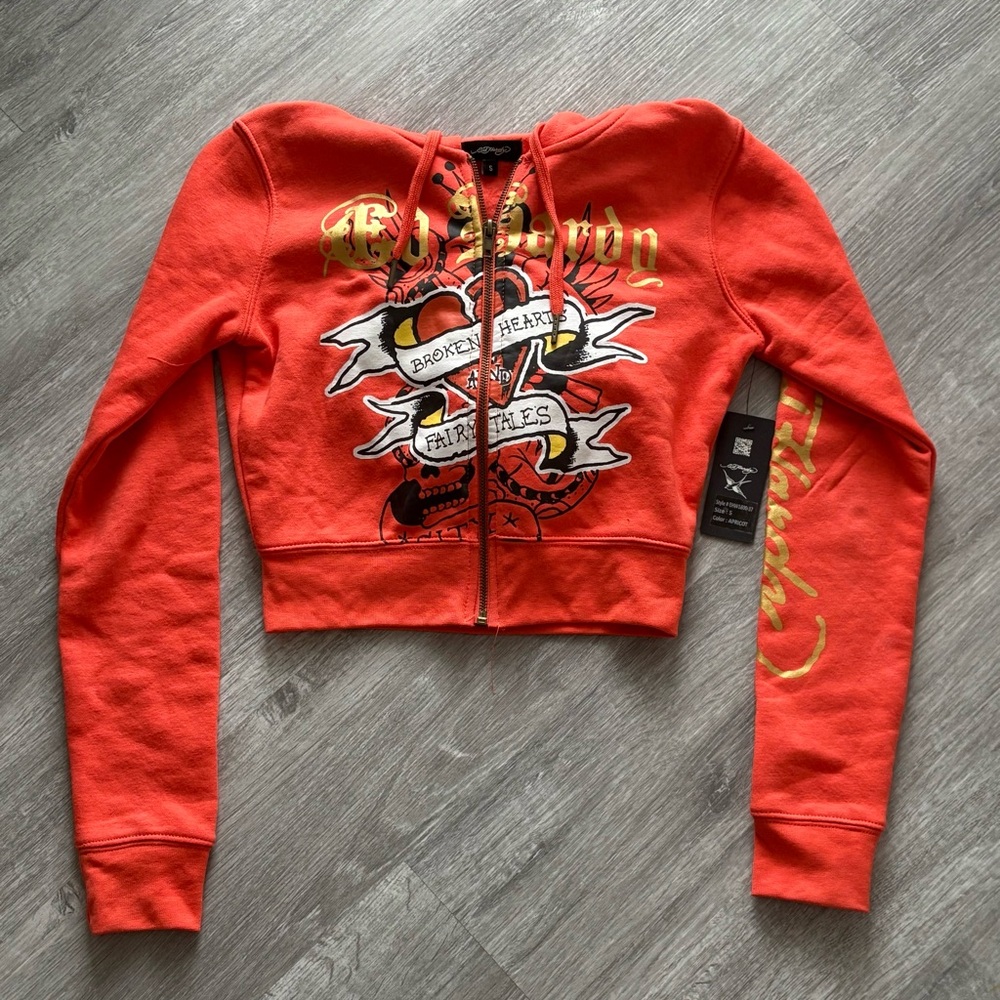 NWT Ed Hardy Red Cropped Hoodie